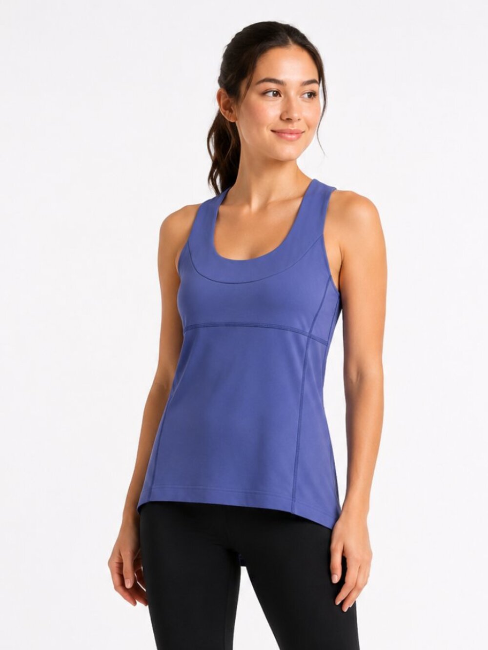 Lululemon Scoop Neck Blue Mesh Racerback Tank Built In Bra Women’s M